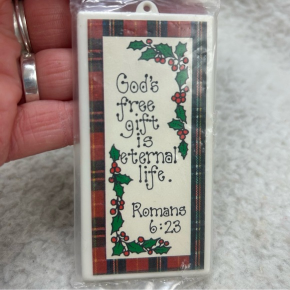 3 Praise Christmas ornaments plastic 4" Jesus is the reason vintage bag #2 - Picture 8 of 12